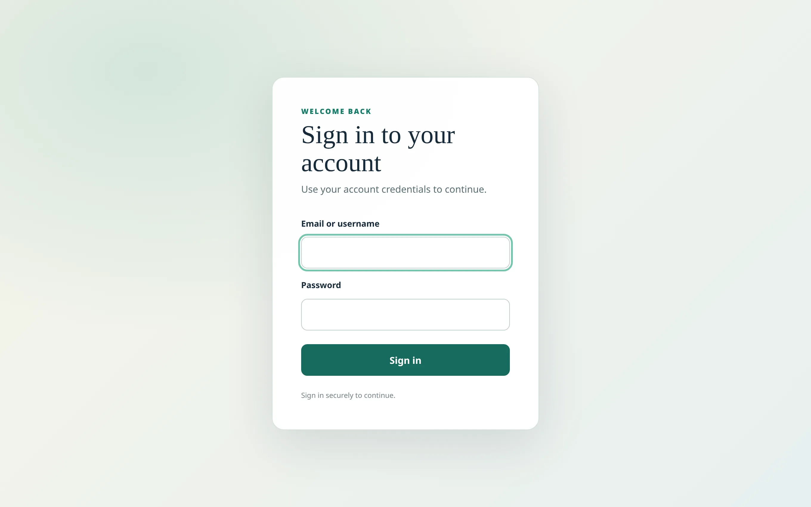 Server-rendered sign-in page
